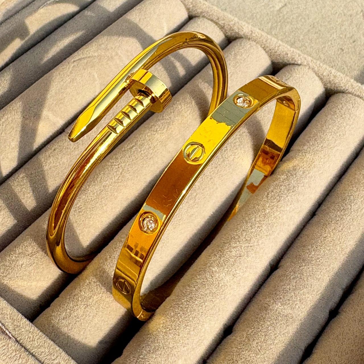 Set of 2 Bracelet Cartier - Nail (18K Gold Plated)